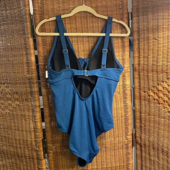 Kona Sol Blue Full Bathing Suit Size 14W - Picture 5 of 11